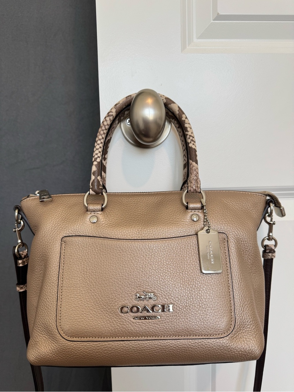 COACH Emma Exotic Trim Satchel